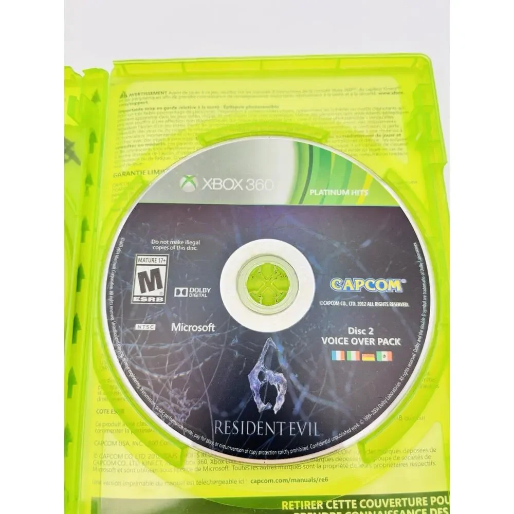 Resident Evil 6 (Microsoft Xbox 360, 2012) No Manual Tested Working VG Condition